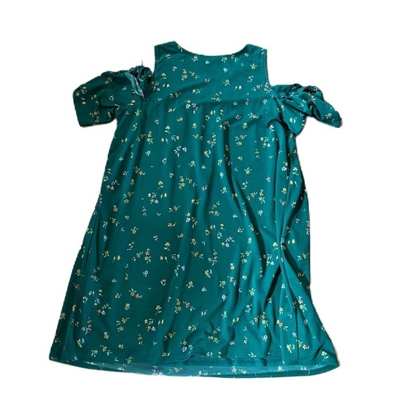 LC Lauren Conrad Cold Shoulder Green Floral Dress XXL Spring Irish - Picture 3 of 5